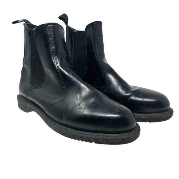 Dr. Martens Shoes - Dr. Martens Flora Chelsea Boots Pull-On Leather Polished Black Size US 9